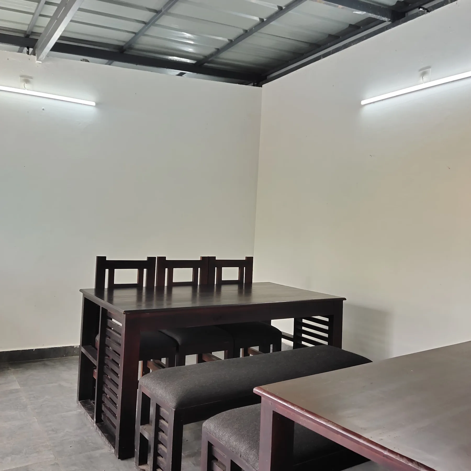 Dining tables and benches